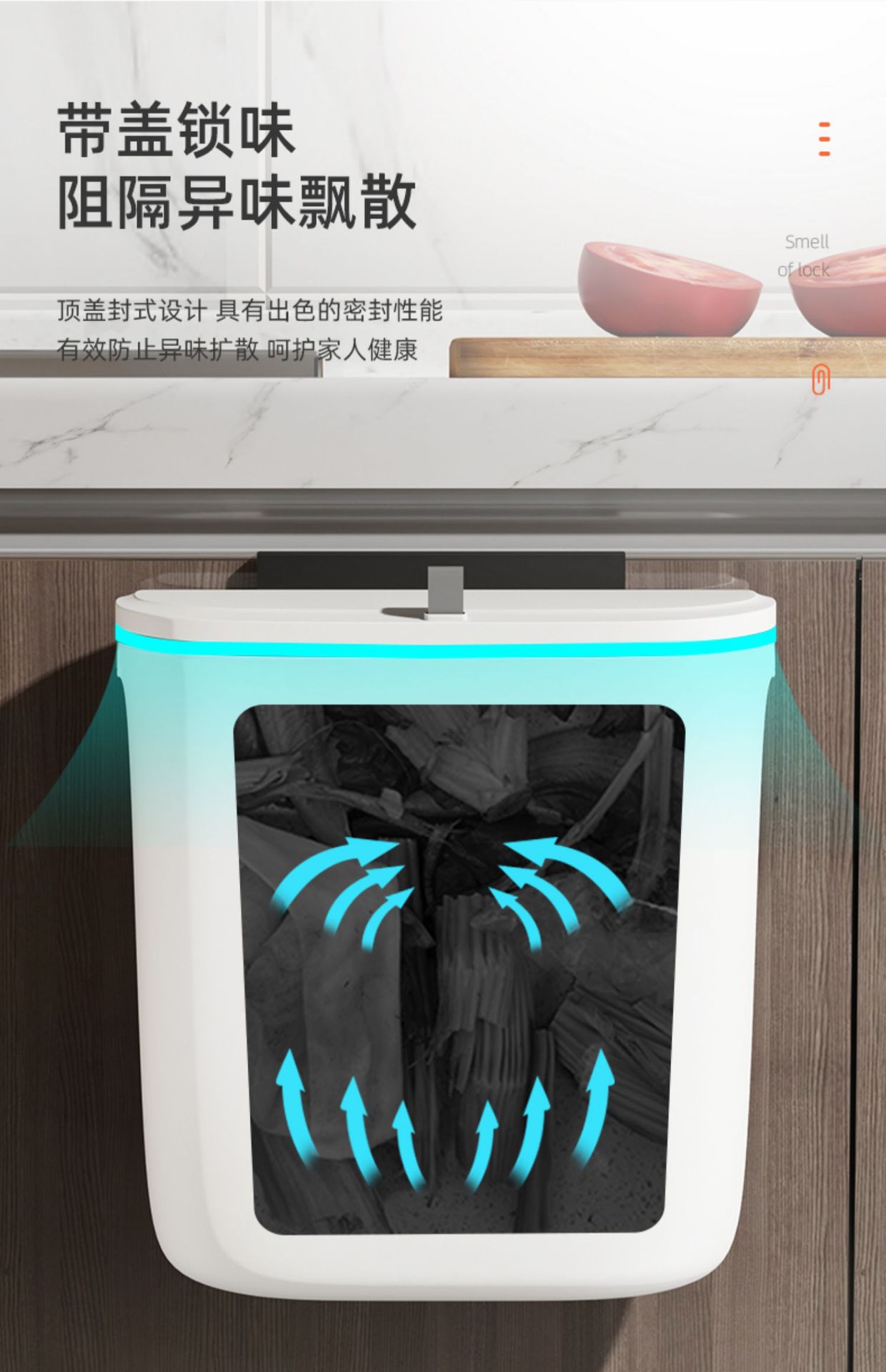 Kitchen Supplies Household Complete Cabinet with Lid Wall-Mounted Trash Can Bathroom Hanging Flip Toilet Basket