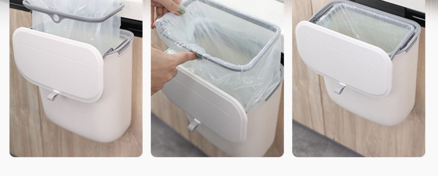 Kitchen Supplies Household Complete Cabinet with Lid Wall-Mounted Trash Can Bathroom Hanging Flip Toilet Basket