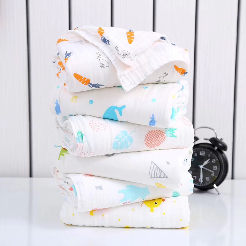 Baby bath towel with six the layers of gauze wrapped towel cotton hair soft without fluorescence
