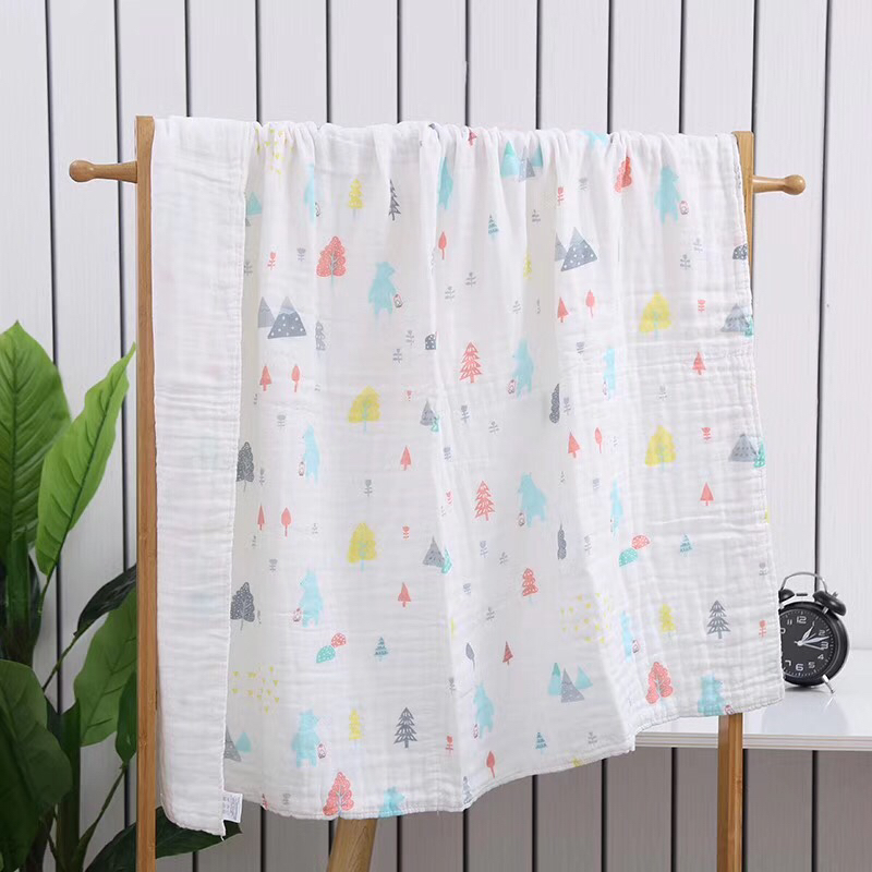 Baby bath towel with six the layers of gauze wrapped towel cotton hair soft without fluorescence