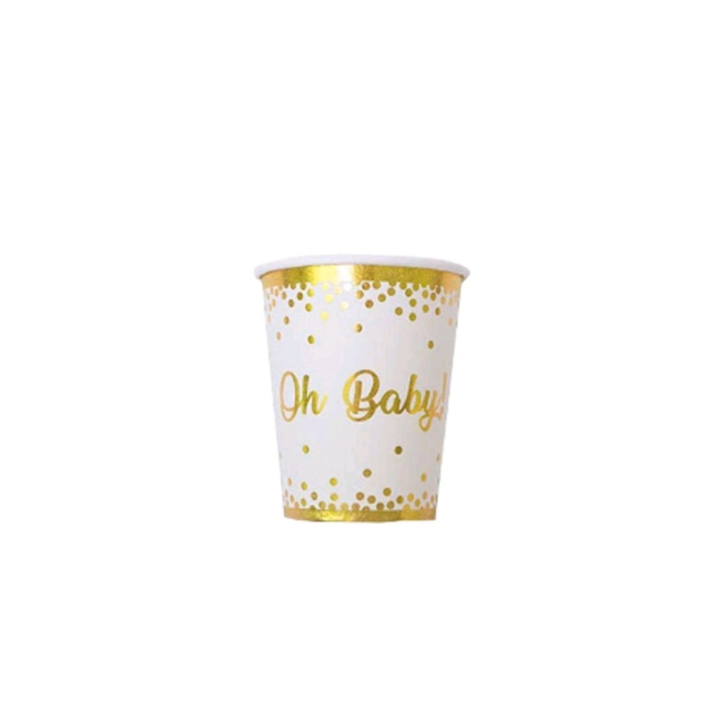 Party Decoration Supplies Hot Gold Foil Plate Oh Baby! Disposable Tableware Suit Bronzing Knife, Fork and Spoon Paper Cup Plate
