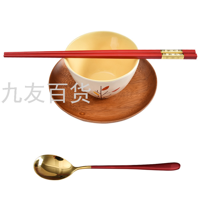 Tableware Set 28cm Not Easy to Mold Alloy Public Chopsticks Food Grade 304 Stainless Steel Serving Spoon Gift