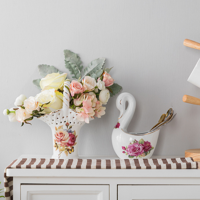 Nordic Style Ceramic Tableware Storage Storage Basket Hanging Basket Spoon Chopsticks Basket Scissors Fork Frame Snack Plate