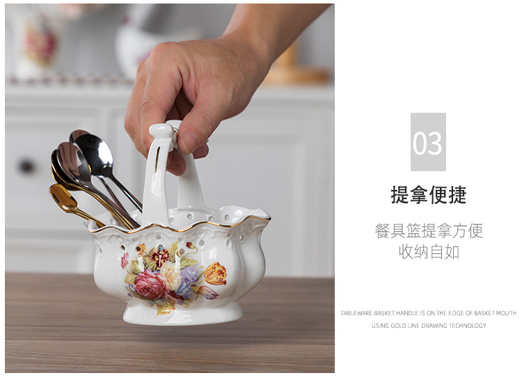 Nordic Style Ceramic Tableware Storage Storage Basket Hanging Basket Spoon Chopsticks Basket Scissors Fork Frame Snack Plate Nordic Style Ceramic Tableware Storage Storage Basket Hanging Basket Spoon Chopsticks Basket Scissors Fork Frame Snack Plate