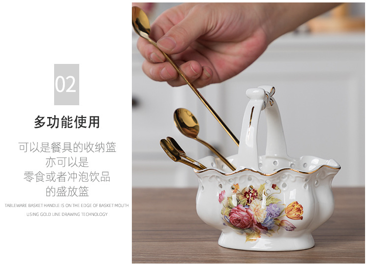 Nordic Style Ceramic Tableware Storage Storage Basket Hanging Basket Spoon Chopsticks Basket Scissors Fork Frame Snack Plate Nordic Style Ceramic Tableware Storage Storage Basket Hanging Basket Spoon Chopsticks Basket Scissors Fork Frame Snack Plate