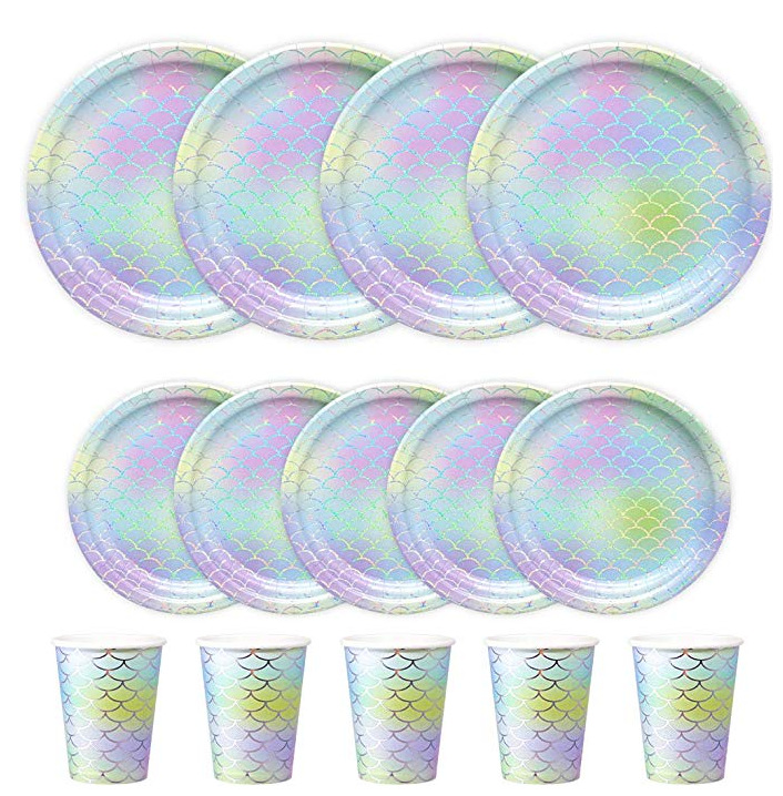 Amazon custom mermaid birthday party tableware paper cup paper plate tissue party set for 10 people Amazon custom mermaid birthday party tableware paper cup paper plate tissue party set for 10 people