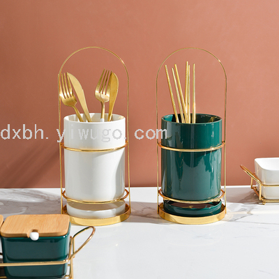 Light Luxury Chopsticks Holder Household Kitchen Ceramic Drain Mildew-Proof Chopsticks Spoon Rack Storage Box