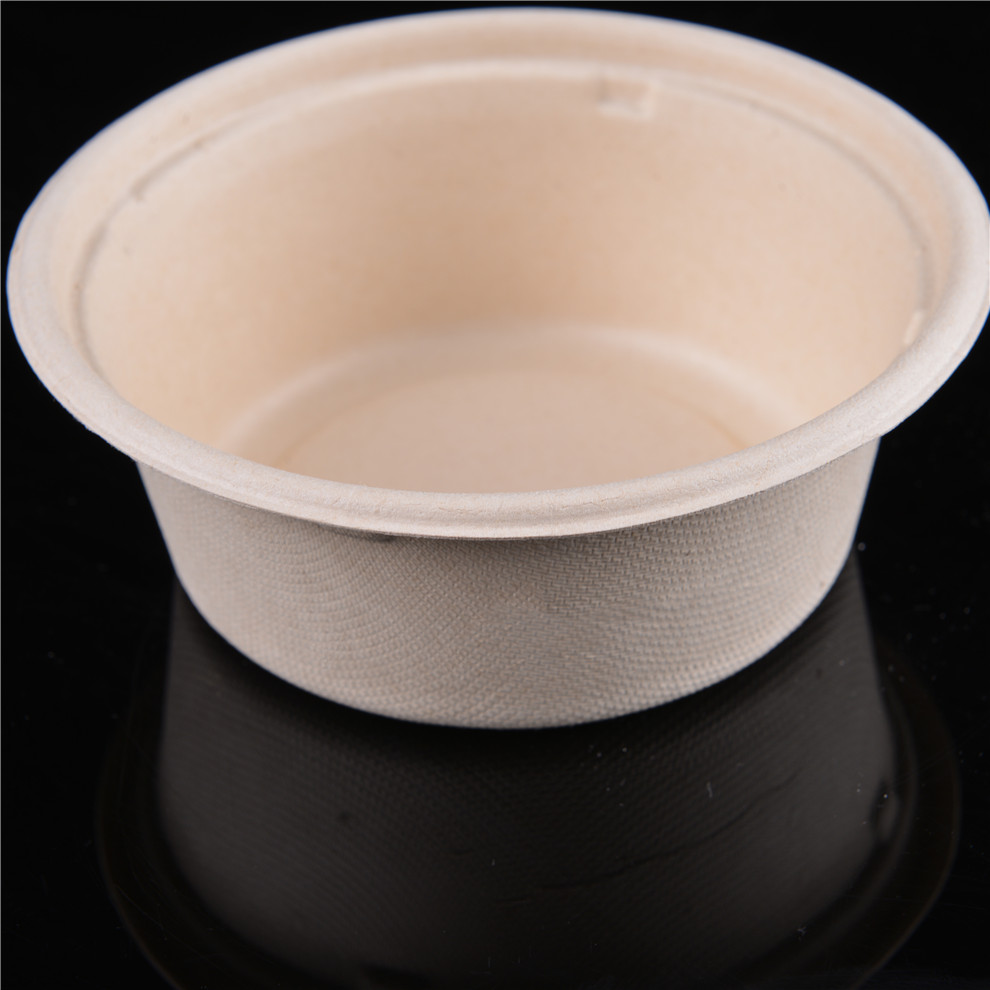 Round Environmental Protection Natural White Disposable Degradable Sugar Cane Pulp Bowl and Chopsticks Set Cake Tableware