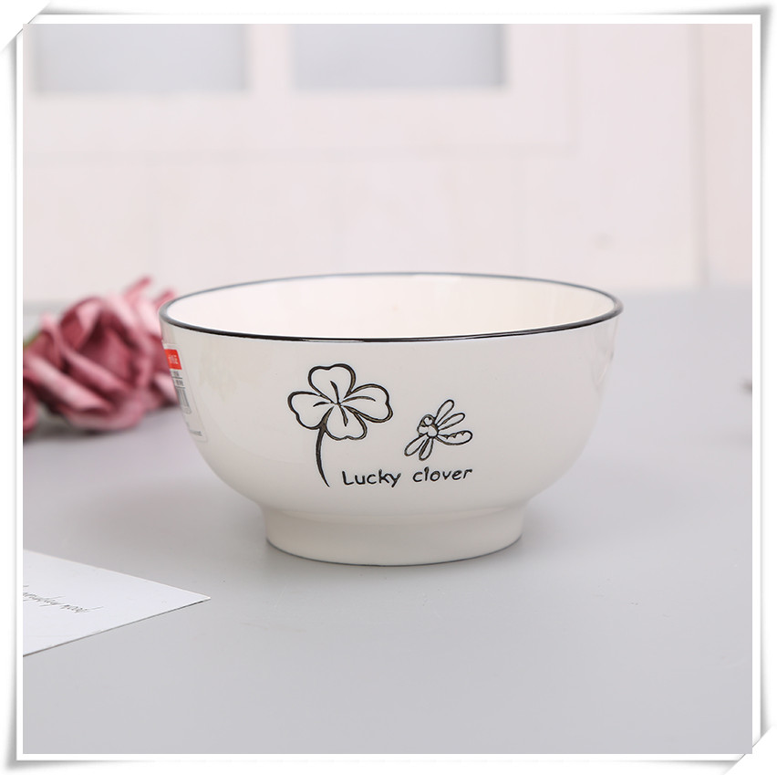 Simple Ceramic Bone China Bowl Plate Spoon Cutlery Household Plate Soup Bowl Fish Dish Random Combination Microwave