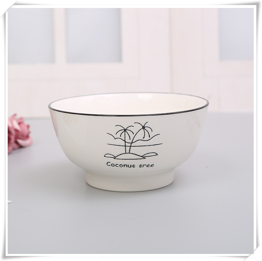 Simple Ceramic Bone China Bowl Plate Spoon Cutlery Household Plate Soup Bowl Fish Dish Random Combination Microwave