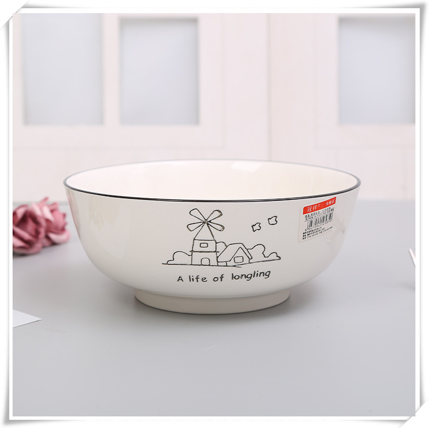 Simple Ceramic Bone China Bowl Plate Spoon Cutlery Household Plate Soup Bowl Fish Dish Random Combination Microwave