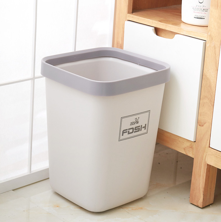 Square Trash Can Home Living Room Bathroom Kitchen and Bedroom Toilet Office Nordic Simple with Pressure Ring without Lid