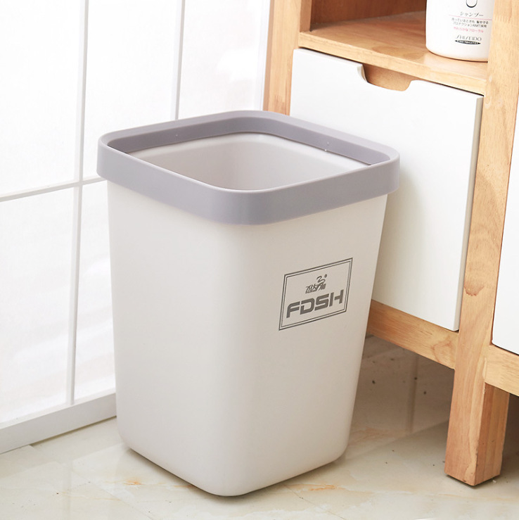 Square Trash Can Home Living Room Bathroom Kitchen and Bedroom Toilet Office Nordic Simple with Pressure Ring without Lid