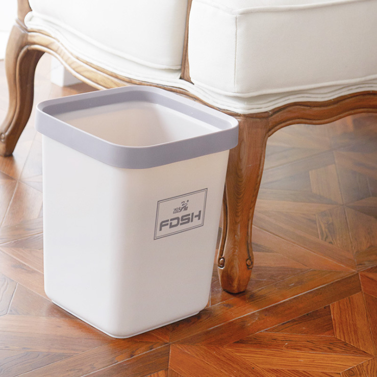 Square Trash Can Home Living Room Bathroom Kitchen and Bedroom Toilet Office Nordic Simple with Pressure Ring without Lid