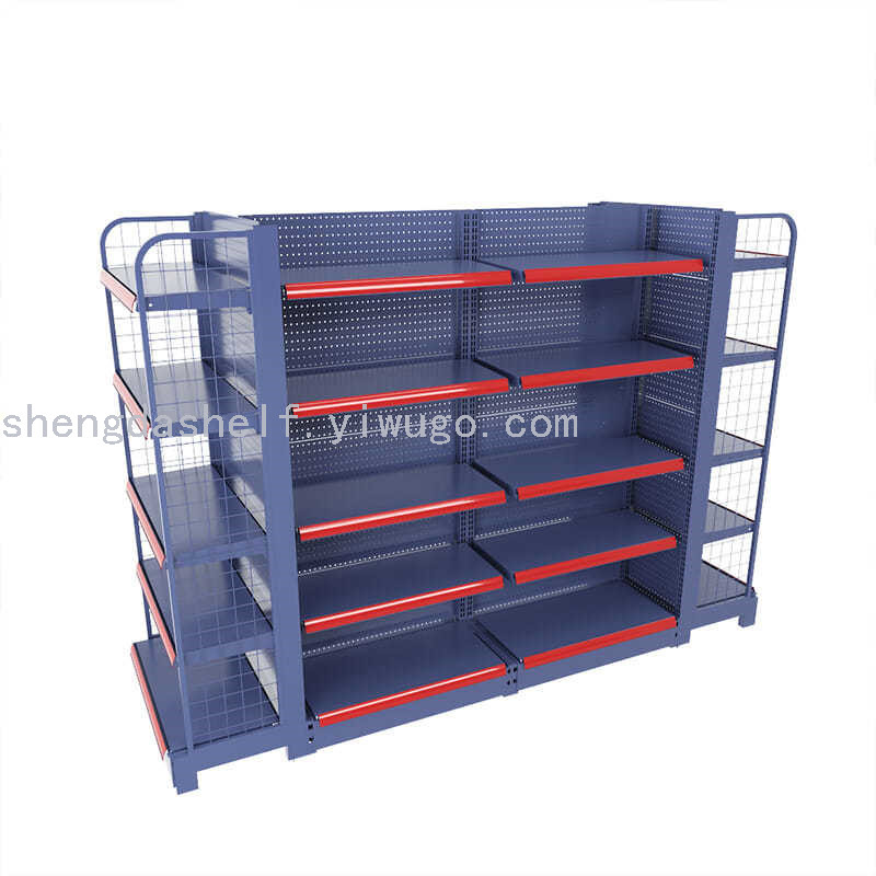 Double side big hole plate supermarket shelves, single side shelf, shelf head