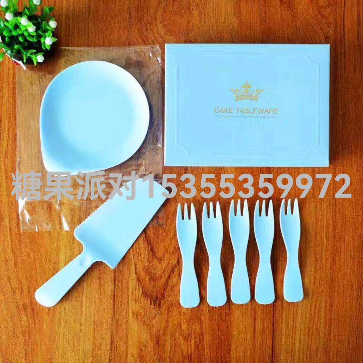 High-End Cake Tableware Paper Plate for Cake Disposable Dish Spork Package Cutlery Tray Candle Tableware Set
