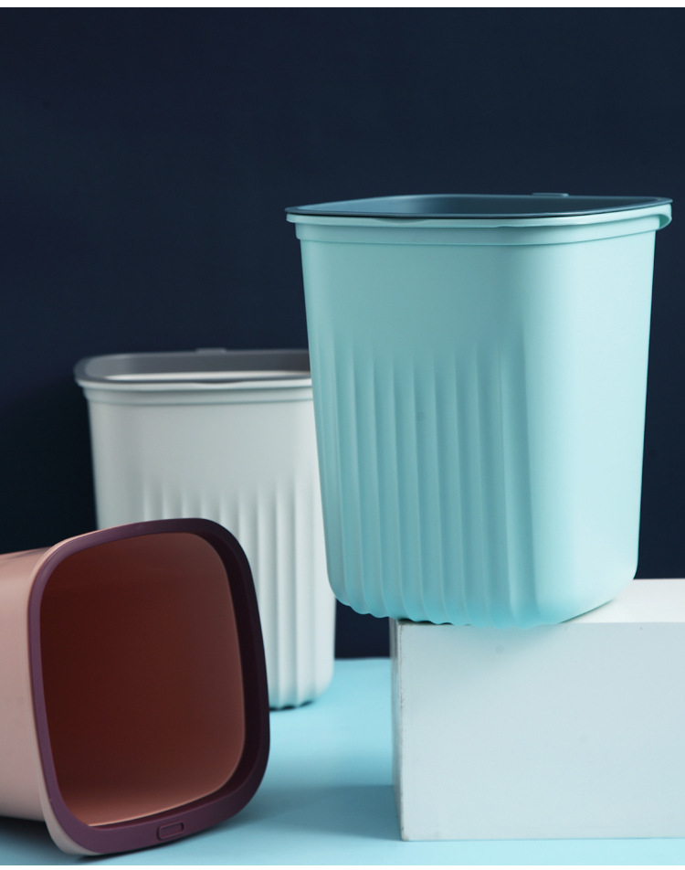 Simple Kitchen Trash Can Home Living Room Creative Dust Basket without Lid with Pressure Ring Toilet Toilet Plastic Wastebasket