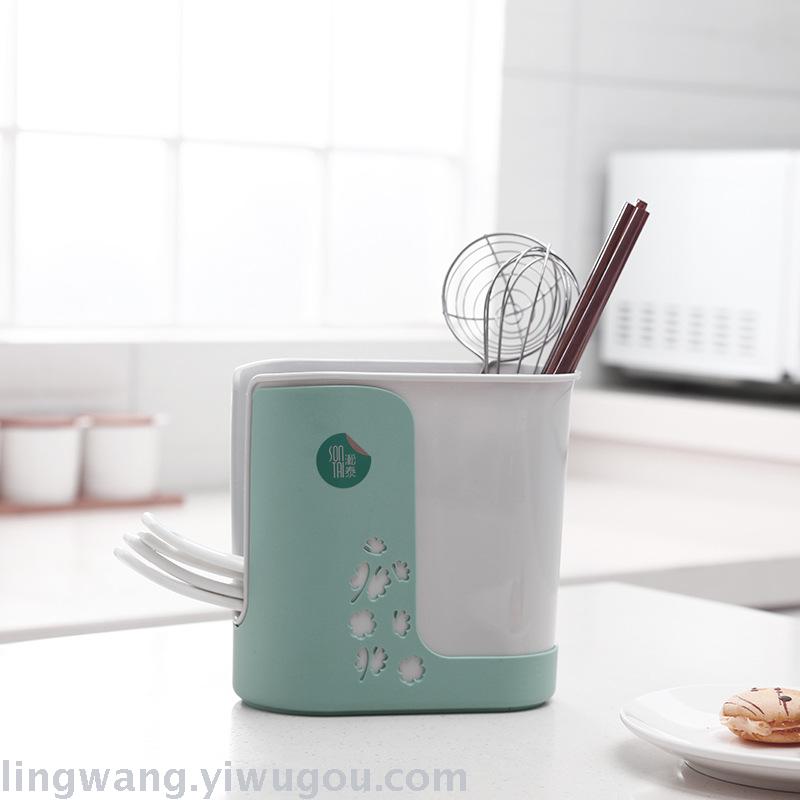 Kitchen Plastic Multi-Functional Storage Rack Wheat Straw Plastic Draining Chopsticks Bucket Creative Draining Chopsticks Bucket Cage Wholesale