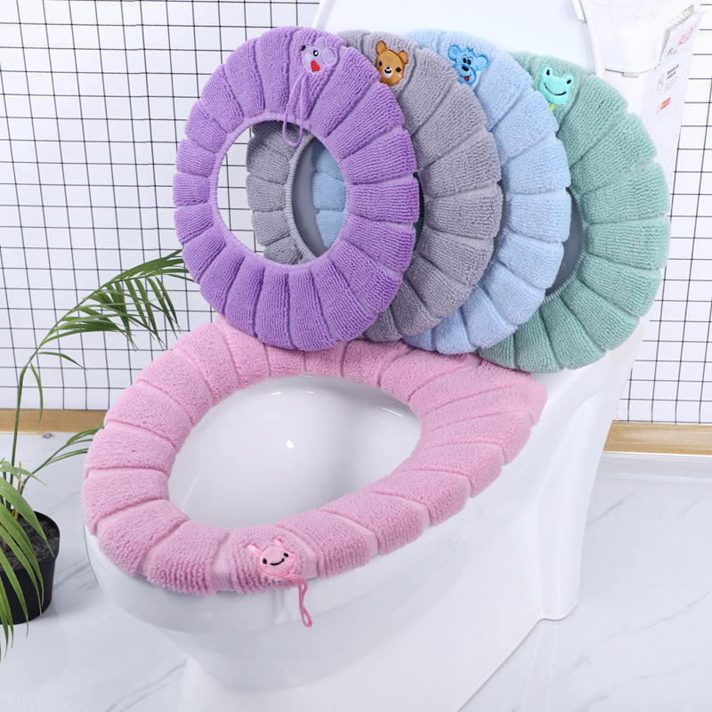 Knitted Toilet Mat Thickened Household Cushions Removable and Washable Toilet Seat Cover Toilet Cushion Toilet Lid Universal Winter Warm