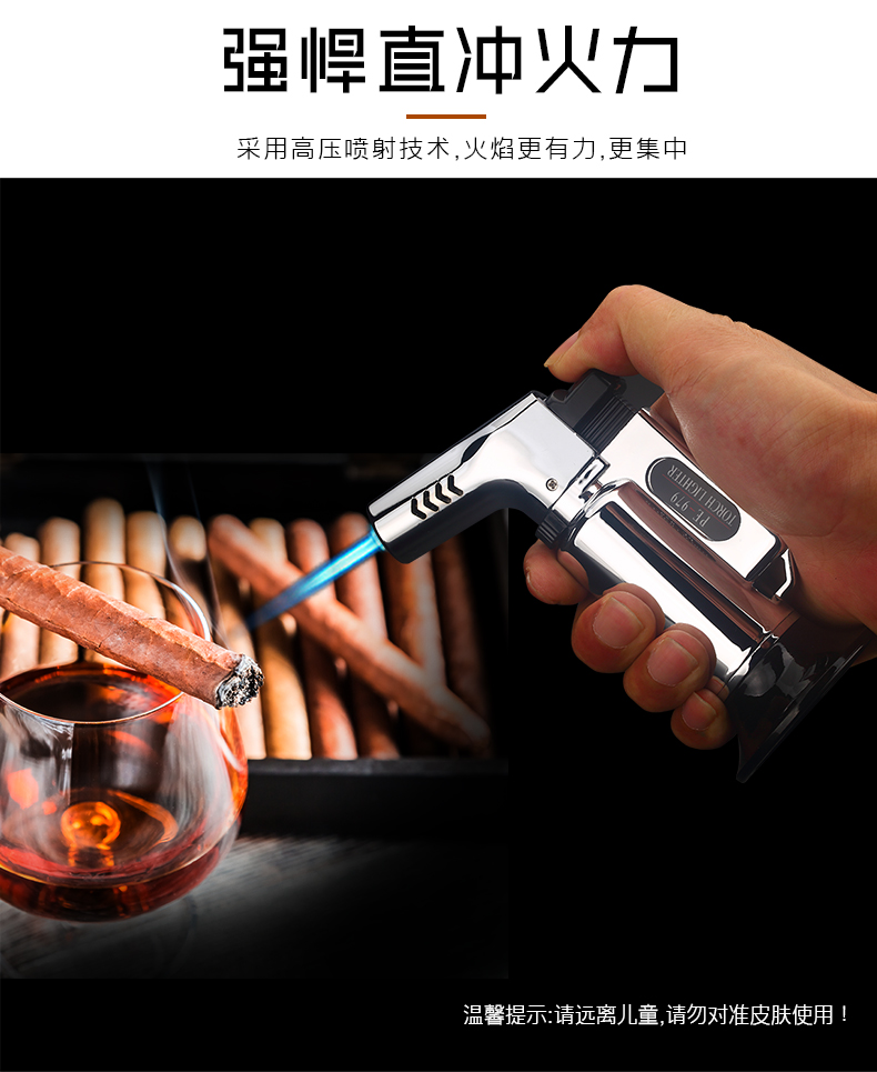 High temperature three-straight windproof metal inflatable point cigar outdoor barbecue welding torch gun torch lighter