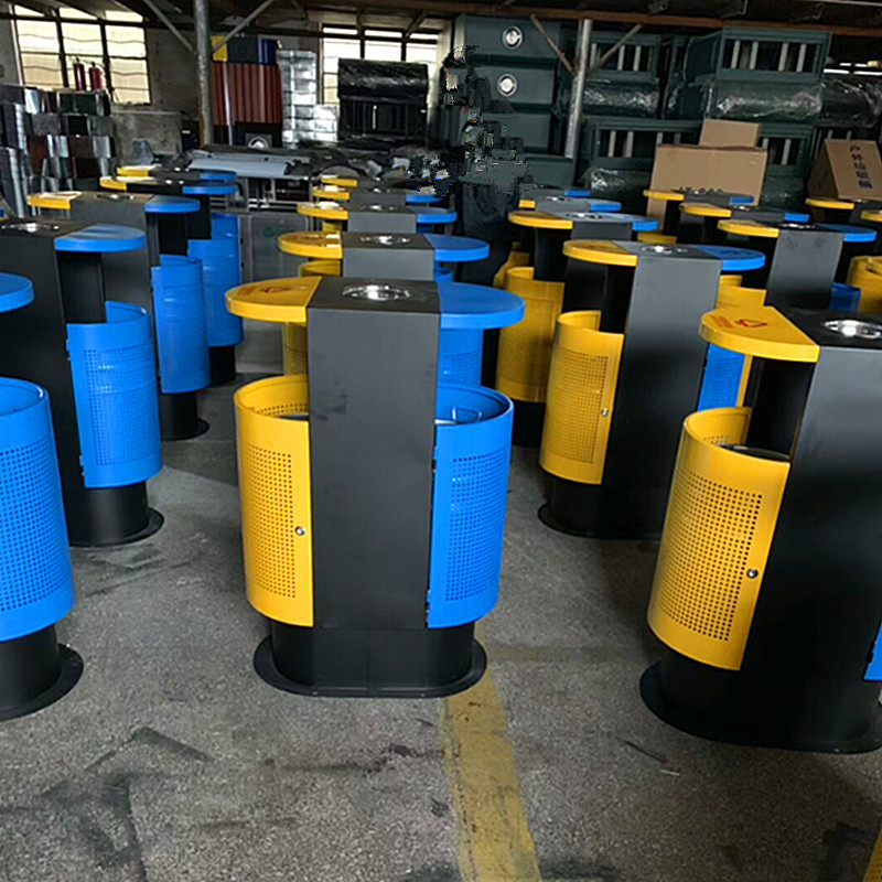 Factory Direct Sales Outdoor Trash Bin Stainless Steel Environmental Community Classification Dustbin Outdoor Sanitation Wooden Garbage Bin