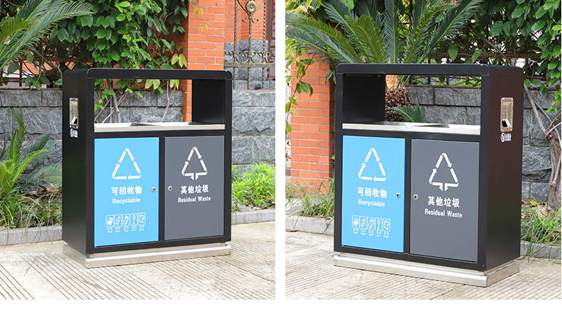 Four-Category Stainless Steel Outdoor Trash Bin Garbage Bin Beijing Community Three-Category Dustbin Wuhan Customized