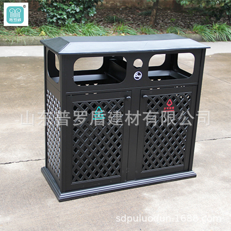 Outdoor cast aluminum garbage classification garbage double barrel garden garden dustbin aluminum art fruit box community garbage canister Outdoor cast aluminum garbage classification garbage double barrel garden garden dustbin aluminum art fruit box community garbage canister