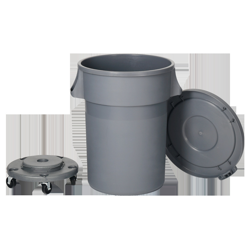 Baiyun Plastic Environmental Sanitation Waste Bin Outdoor Large Dustbin with Wheels Industrial round Covered Outdoor Fruit Suitcase