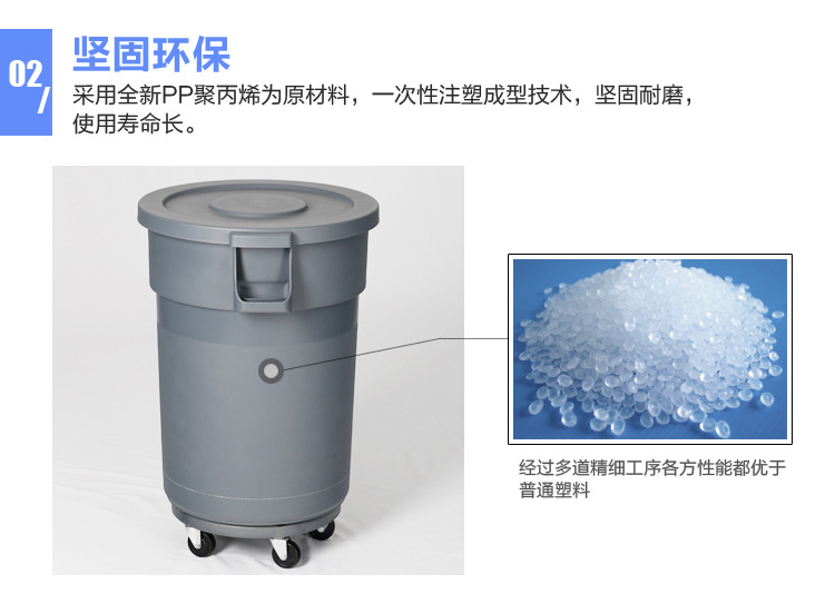 Baiyun Plastic Environmental Sanitation Waste Bin Outdoor Large Dustbin with Wheels Industrial round Covered Outdoor Fruit Suitcase