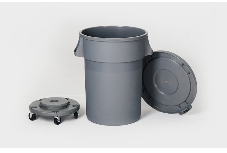 Baiyun Plastic Environmental Sanitation Waste Bin Outdoor Large Dustbin with Wheels Industrial round Covered Outdoor Fruit Suitcase