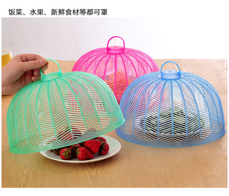 Kitchen Summer Fly-Proof Insect-Proof Vegetable Cover round Dish Cover Food Cover Colorful Plastic Table Cover Food Cover