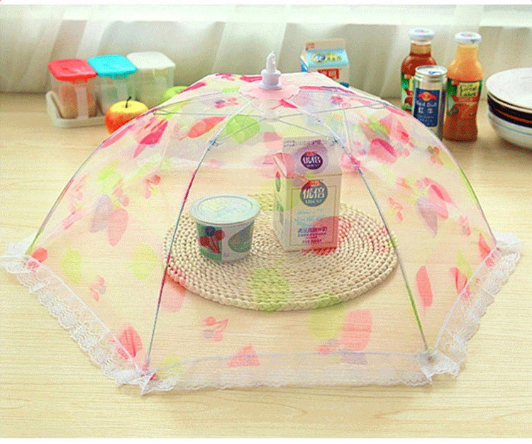 Printed large size dining table cover meal cover fruit cover fly cover food cover lace lace dish cover foldable