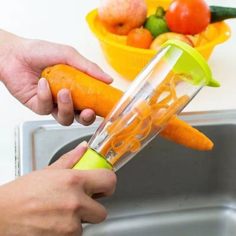 Storage Peeler Fruit Beam Knife Peeler with Tube Storage Peeler Apple and Vegetable Cutting Household Scratcher
