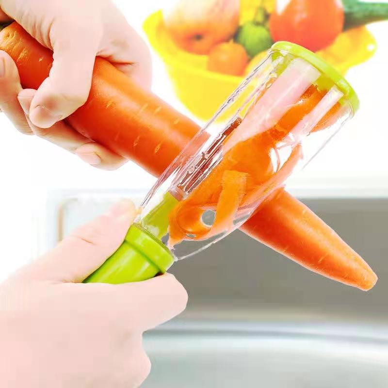 Storage Peeler Fruit Beam Knife Peeler with Tube Storage Peeler Apple and Vegetable Cutting Household Scratcher