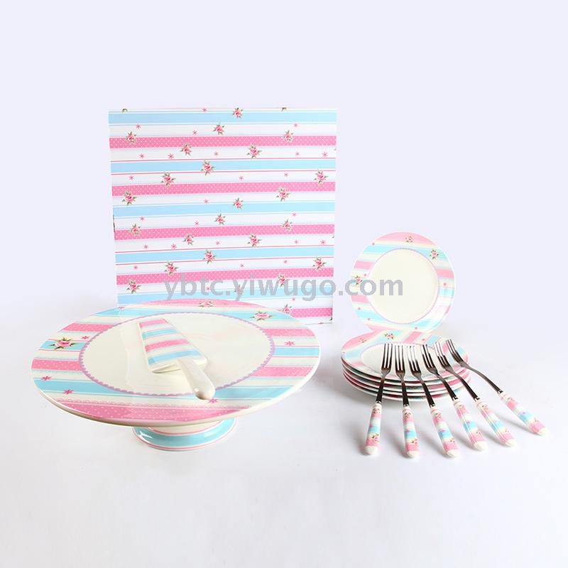 14 - piece ceramic foot plate set dessert table