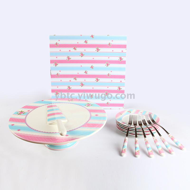 14 - piece ceramic foot plate set dessert table