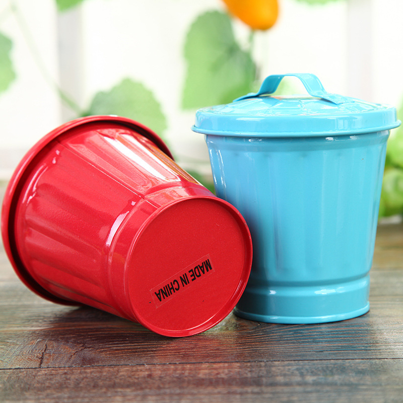 Factory Direct Sales Cute Trash Can Creative with Lid Living Room Bedroom Table Trash Can Storage Tank Flower Container and Flower Pot