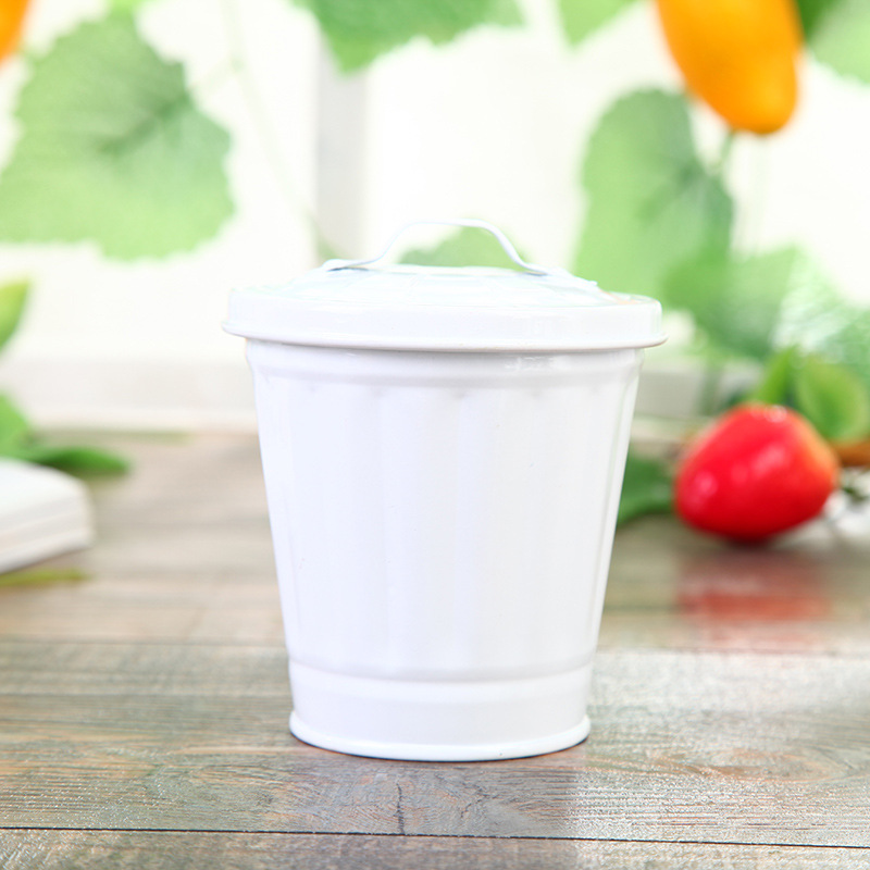 Factory Direct Sales Cute Trash Can Creative with Lid Living Room Bedroom Table Trash Can Storage Tank Flower Container and Flower Pot