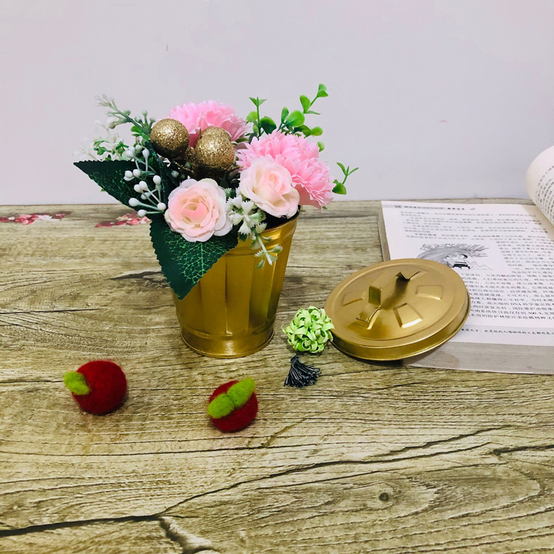 Factory Direct Sales Cute Trash Can Creative with Lid Living Room Bedroom Table Trash Can Storage Tank Flower Container and Flower Pot