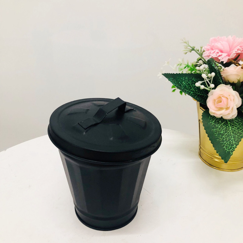 Factory Direct Sales Cute Trash Can Creative with Lid Living Room Bedroom Table Trash Can Storage Tank Flower Container and Flower Pot