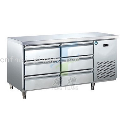 Refrigerated Table Stainless Steel Fresh-Keeping Flat Cold Operating Table Frozen Double Temperature Freezer Kitchen Milk Tea Shop Freezer