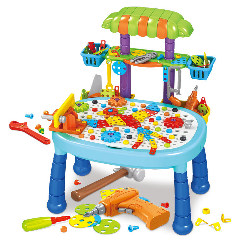 Electric Drill Three-Dimensional Assembling Building Blocks Multi-Functional Tools Building Block Table Children's Educational Toys