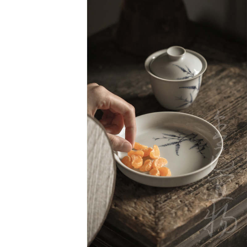 Handmade and HandPainted Cover Bowl Pot Tray Kung Fu Tea Set Dry Tea Table Retro Celadon Glaze NonTray Cover Bowl