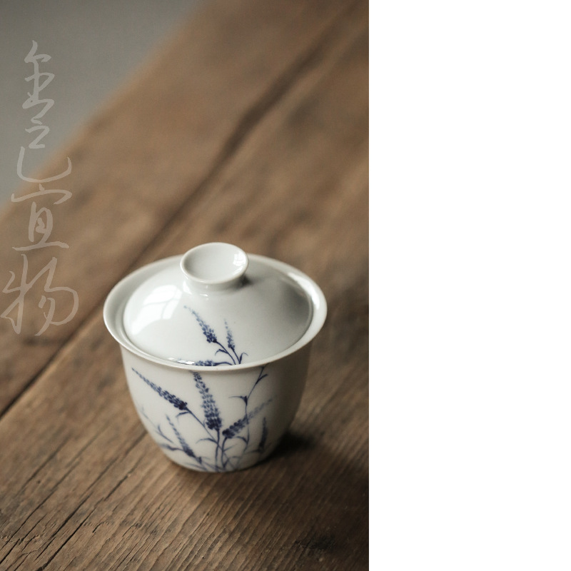 Handmade and HandPainted Cover Bowl Pot Tray Kung Fu Tea Set Dry Tea Table Retro Celadon Glaze NonTray Cover Bowl