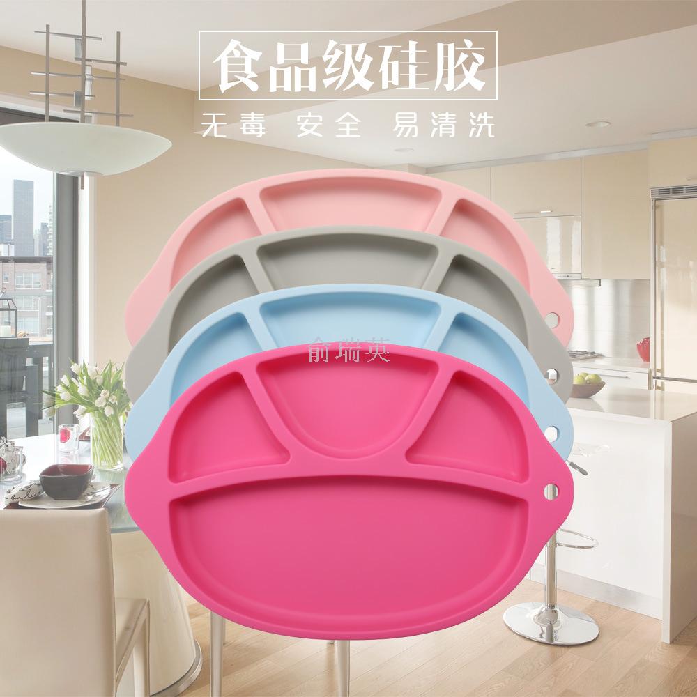 One-piece silicone tray children's Table meal plate baby cartoon meal mat plate anti-slip anti-fall easy to clean