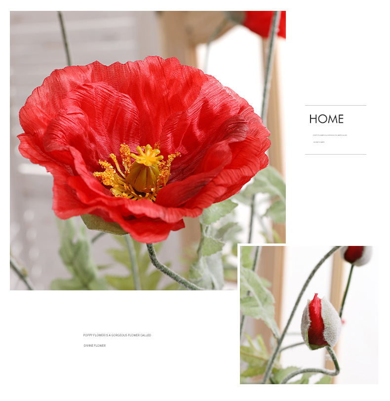The simulation plant poppy hotel table decoration false flower spring artificial poppy simulation poppies wholesale The simulation plant poppy hotel table decoration false flower spring artificial poppy simulation poppies wholesale