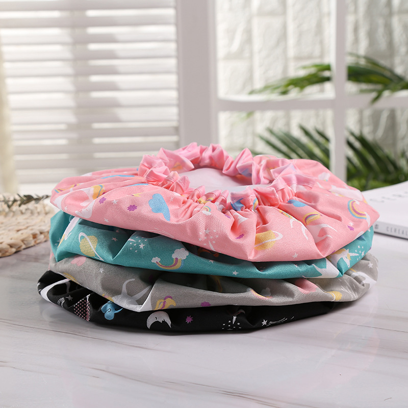 Thickened adult printed bath cap polyester cotton PEVA double waterproof bath amazon hot style