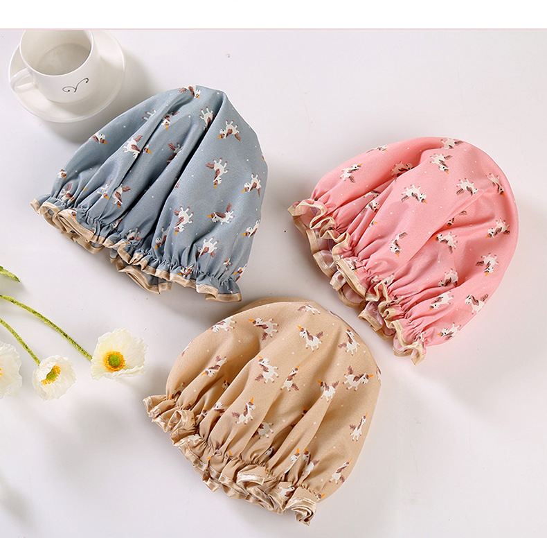Thickened adult printed bath cap polyester cotton PEVA double waterproof bath amazon hot style
