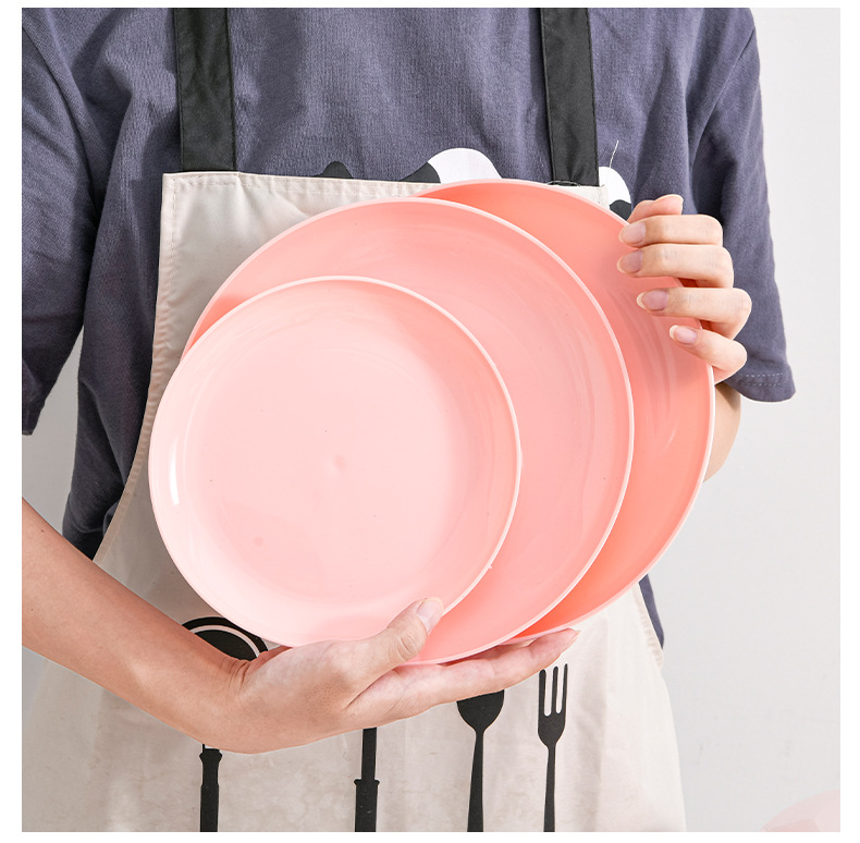 Portable Tableware Pink 47-Piece Set Camping Picnic Plastic Tableware Set Knife, Fork and Spoon