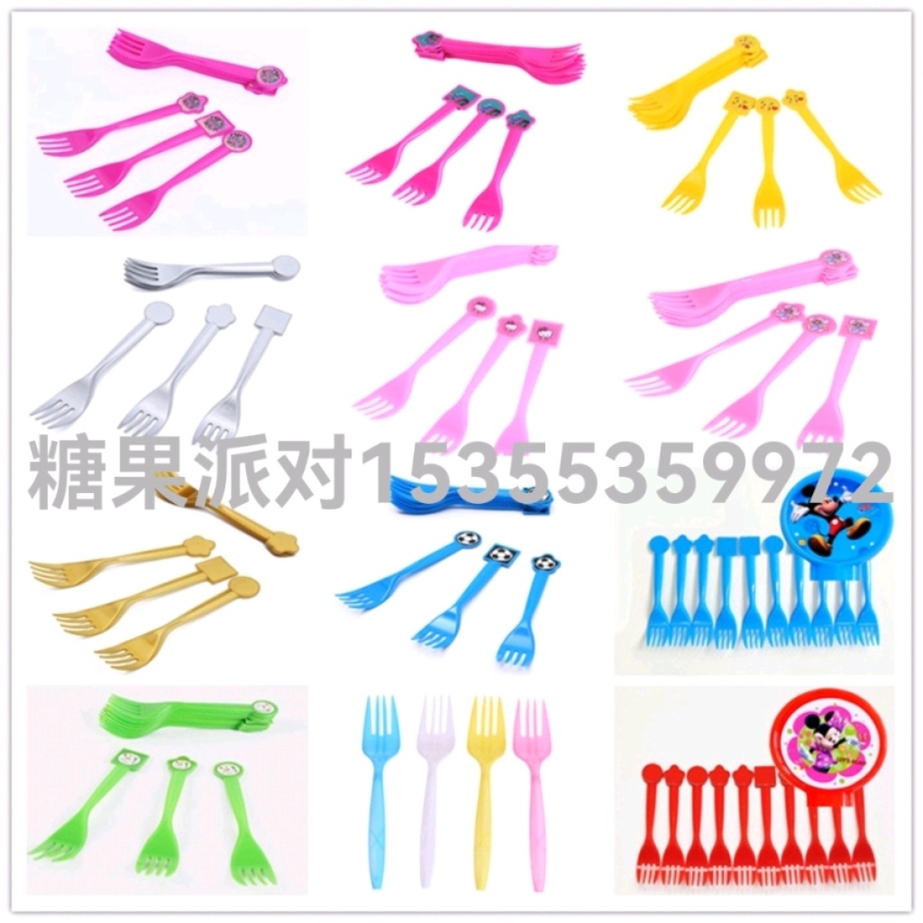 Children's Birthday Party Decoration Layout Supplies Disposable Knife Fork Spoon Lengthened Cartoon Fork Spoon Piggy Page